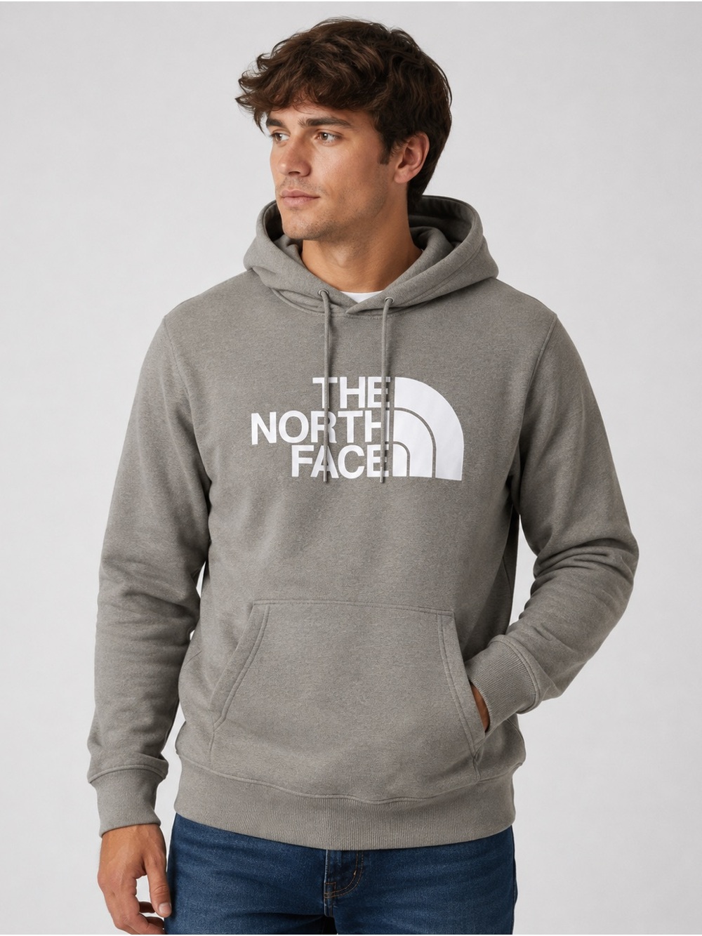 The North Face Men's Heather Gray Logo Pullover Hoodie